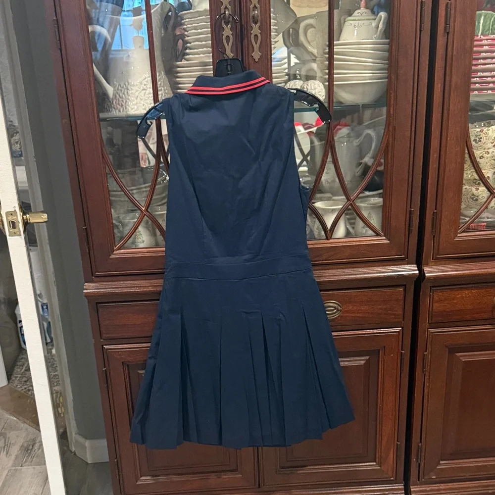 G/FORE Navy Sleeveless Polo Tennis Dress with Red Trim